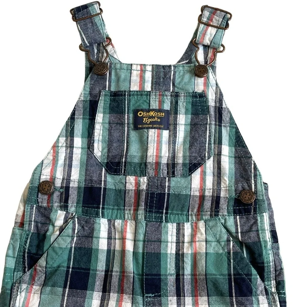 Oshkosh B’gosh Baby Plaid Overalls Size 12 Months Cotton